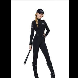 Swat catsuit costume. Come with hat and bat.